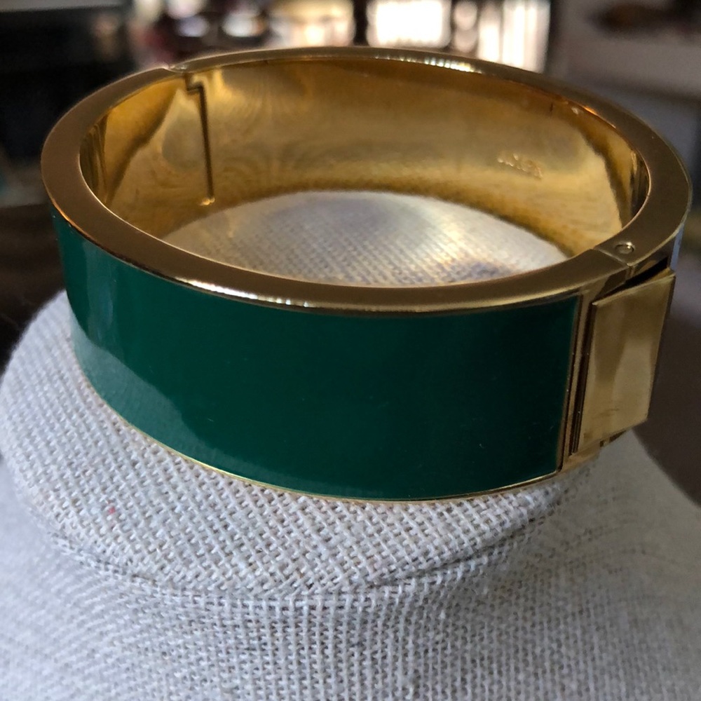 J. Crew Hunter Green Hinged Clamper Bangle Bracelet